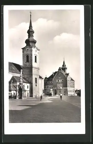 AK Göding / Hodonin, Kirche und Rathaus