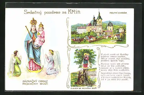 Lithographie Krtiny, Poutni Chram, Zazracny Obraz Rocdicky Bozi, Wallfahrtskirche