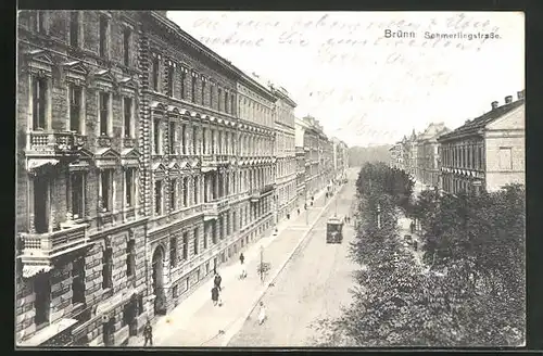 AK Brünn / Brno, Schmerlingstrasse, Strassenbahn