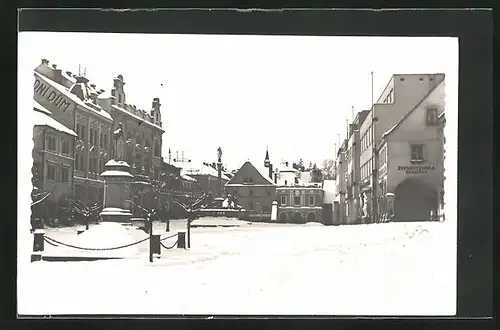 AK Nova Paka, Namesti, verschneiter Markt