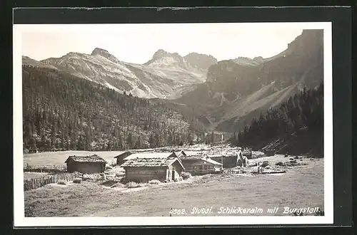 AK Telfes /Stubai, Schlickeralm mit Burgstall