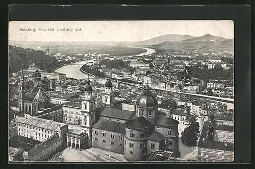 AK Salzburg, Ortsansicht von der Festung aus