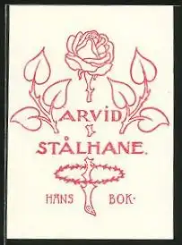 Exlibris 0Arvid Stalhane, Rose von Schriftzug zerteilt