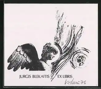 Exlibris Jurgis Blekaitis, Engel-Statue