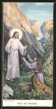 Heiligenbild Jesus segnet eine Pilgerin, Noli me tangere