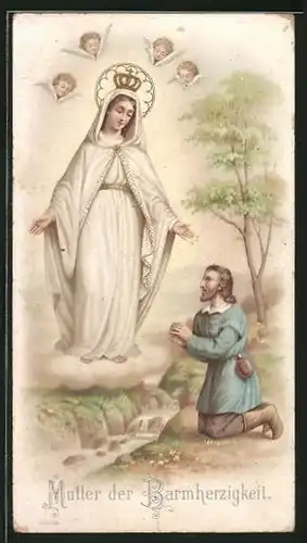 Heiligenbild Mutter der Barmherzigkeit, Betendem erscheint die Jungfrau Maria