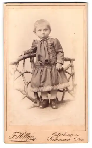 Fotografie F. Hillger, Osterburg, Portrait kleines Mädchen im Kleid