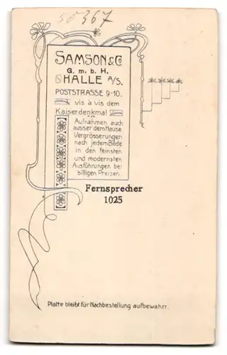 Fotografie Samson & Co. G. m. b. H., Halle a /S., Poststrasse 9-10, Portrait kleines Mädchen im Kleid