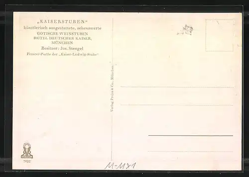 AK München, Gasthaus Kaiserstuben, Kaiser-Ludwig-Stube