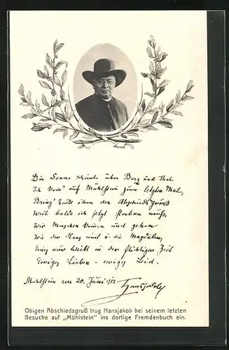 AK Schriftsteller Heinrich Hansjakob