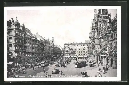 AK München, Marienplatz und Rathaus