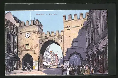 AK München, Strasse durchs Karlstor