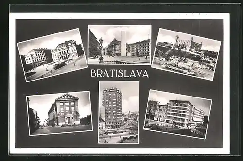 AK Bratislava, Museum, Ortspartie mit Strassenbahn, Gebäudeansicht