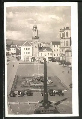 AK Banska Bystrica, Obelisk auf dem Marktplatz