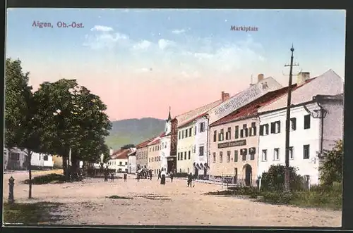 AK Aigen, Marktplatz mit Gasthof Almesberger