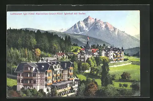 AK Igls, Maximilian-Grand-Hotel Iglerhof mit Serles