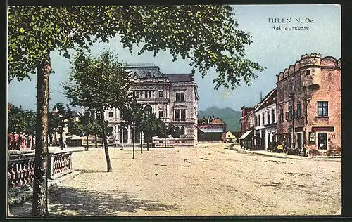 AK Tulln, Strassenpartie der Rathausgasse