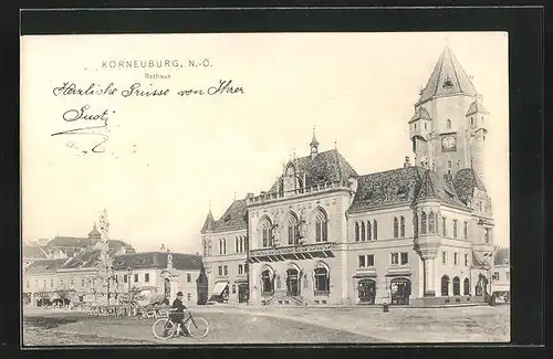 AK Korneuburg, Rathaus mit Denkmal