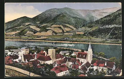 AK Schwallenbach /Wachau, Ortsansicht mit Donau