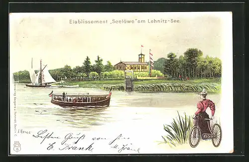 Lithographie Oranienburg, Gasthaus Seelöwe am Lehnitz-See
