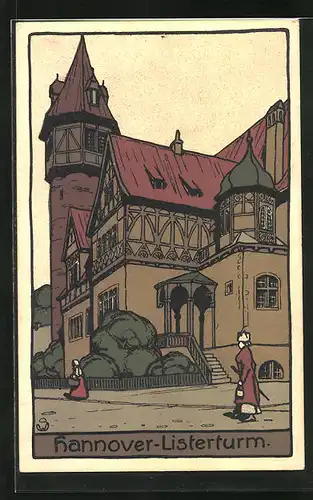 Steindruck-AK Hannover, Gasthaus Listerturm
