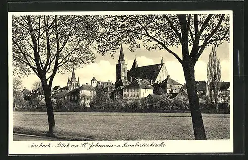 AK Ansbach, Blick zur St. Johannis- u. Gumbertuskirche