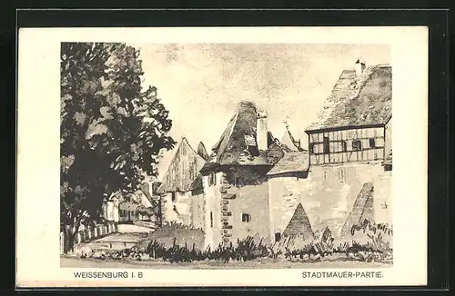 Künstler-AK Weissenburg i. B., Stadtmauer-Partie