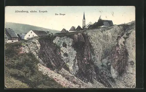 AK Altenberg /Sächs. Erzgeb., Die Binge mit Kirche