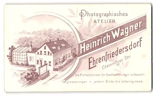 Fotografie Heirnich Wagner, Ehrenfriedersdorf, Chemnitzer Str., Ansicht Ehrenfriedersdorf, Ateliersgebäude Fotografen