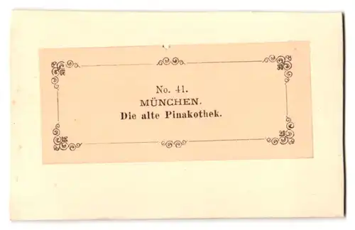 Fotografie G. Stuffler, München, Residenzstr. 10, Ansicht München, Partie an der alten Pinakothek