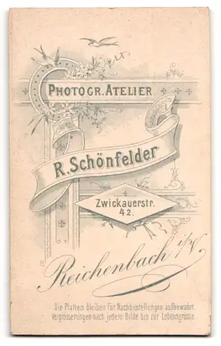 Fotografie R. Schönfelder, Reichenbach i /V., Zwickauerstrasse 42, Portrait süsses Kleinkind im langen Kleid