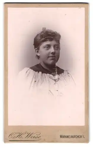 Fotografie O. H. Weise, Markneukirchen i /V., Portrait junge Dame im hübscher Kleidung