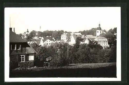 AK Rokitnitz / Rokytnice v Orlickych Horach, Ortsansicht mit Kirchturm