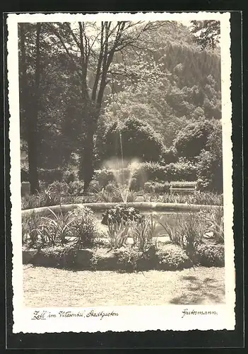 AK Zell i. Wiesental, Springbrunnen im Stadtgarten