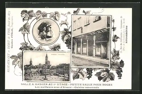AK Strasbourg, Restaurant et Débit de Vins, 24, Rue des Hallebardes, Place Kleber