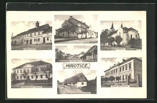 AK Mirotice, Obcanska skola, Kostel, Namesti