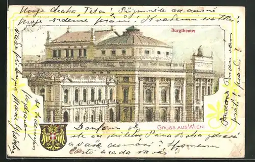 Lithographie Wien, Burgtheater, Wappen