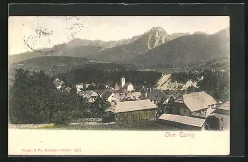 AK Ober-Tarvis, Panorama mit Bergen