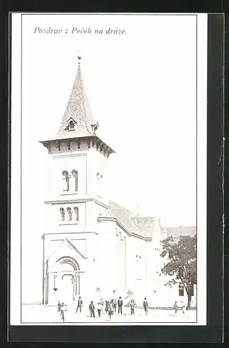 AK Pecky, Blick zur Kirche