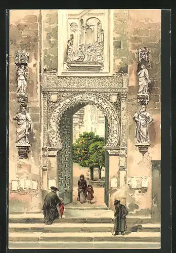 Künstler-AK Sevilla, Catedral, Puerta del Perdon