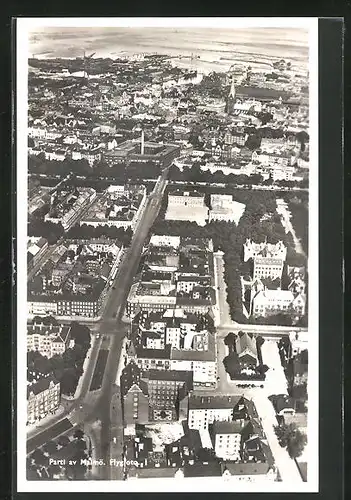 AK Malmö, Ortspartie vom Flugzeug aus