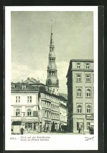 AK Riga, Blick auf die Petrikirche