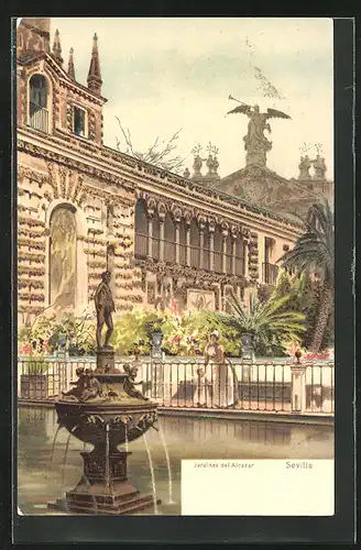 Künstler-AK Sevilla, Jardines del Alcazar