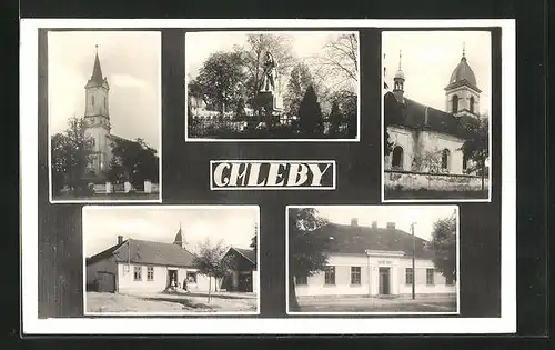 AK Chleby, Kirche, Denkmal, Schule