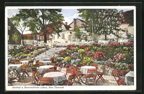 AK Lübau, Gasthof mit Terrasse