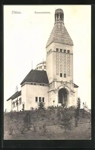 AK Zittau, Blick zum Krematorium