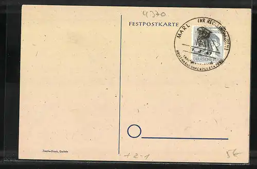 AK Marl-Hüls, 1. Nordwestdeutsche Briefmarkenhändlertagung März 1947, Loemühle