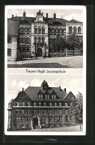 AK Treuen /Vogtl., Lessingschule, Portal