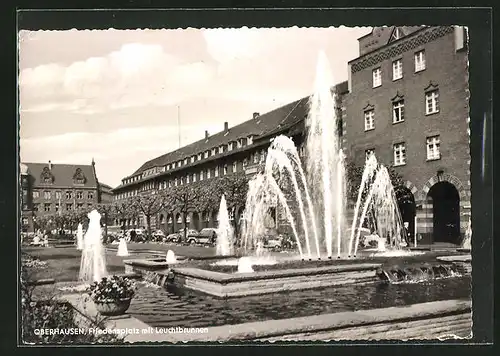 AK Oberhausen, Friedensplatz mit Leuchtbrunnen