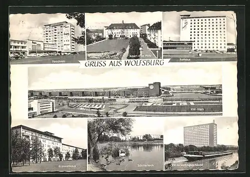 AK Wolfsburg, Porschestrasse, VW-Werk, VW-Verwaltungsgebäude